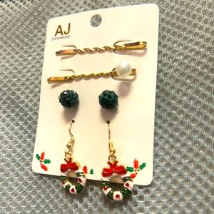 Holidays gifts two pairs of earrings and two hair pins